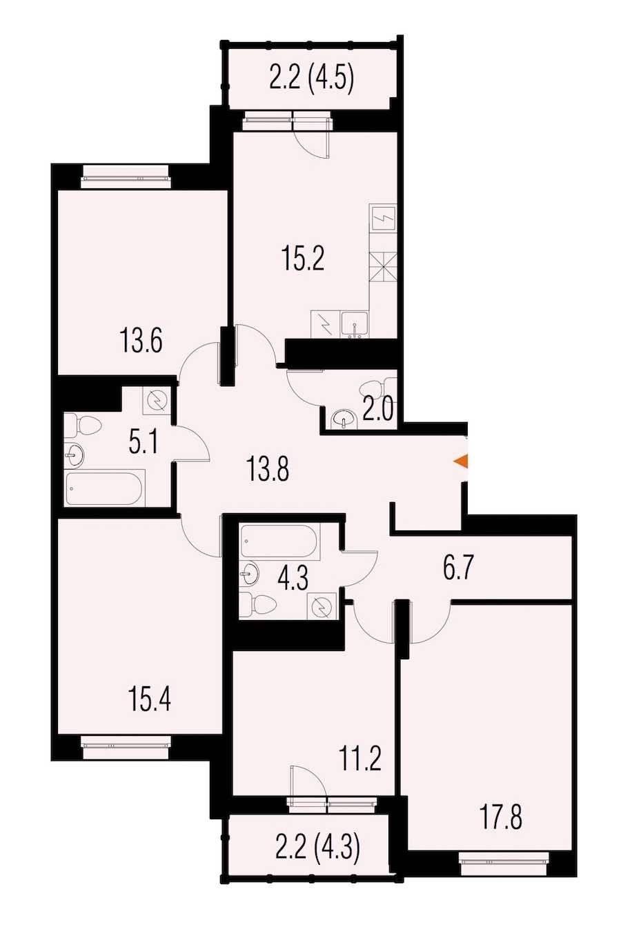 Четырехкомнатная квартира в : площадь 109.8 м2 , этаж: 21 – купить в Санкт-Петербурге